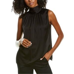 Rachel Zoe Sleeveless High Neck Blouse Small Black Chic Minimalist Top